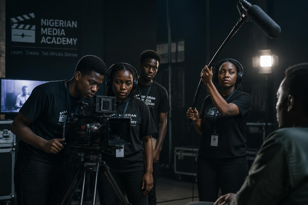 production crew with camera and boom